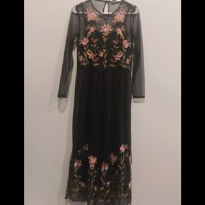 Zara black see-through maxi dress